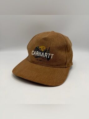 Carhartt Brown Canvas Snapback Hat Outdoor Logo Cap OSFA One Size